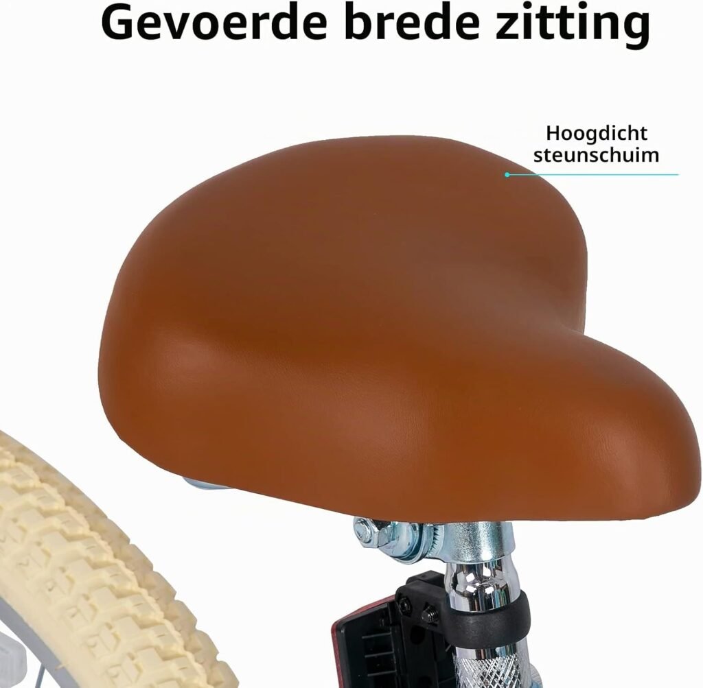 Meisjesfiets met zijwieltjes en mandje, kinderfiets van 12 tot 20 inch met verstelbaar zadel en zijstandaard