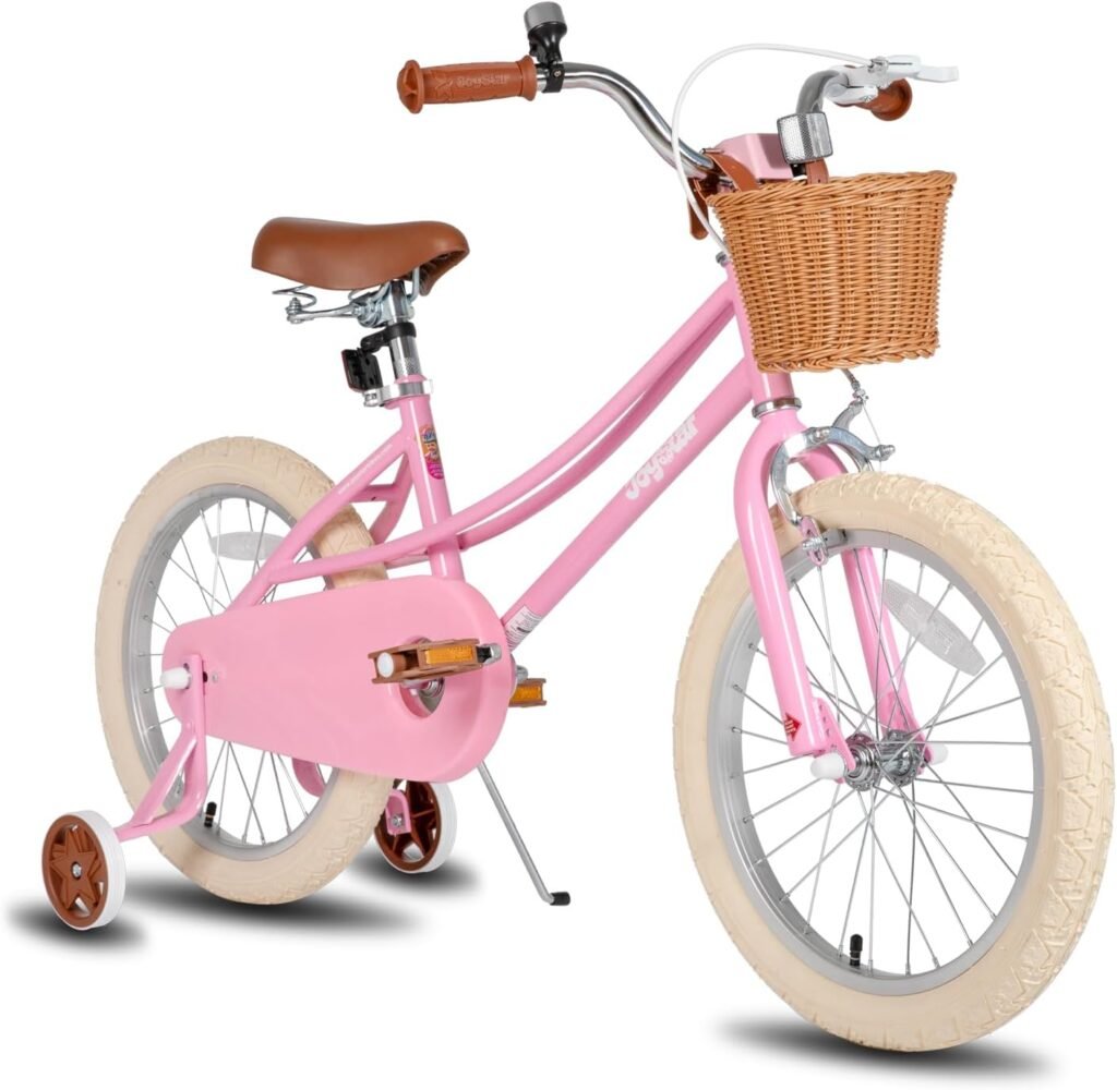Kinderfiets voor meisjes en jongens met mandje, trainingswielen en retro design in 12, 14, 16 of 20 inch